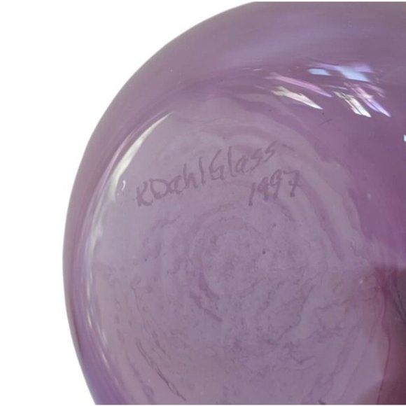 Vintage Kochi Purple Hand Blown Glass Bud Vase Signed Studio Art 7" x 3.25" - Picture 6 of 7